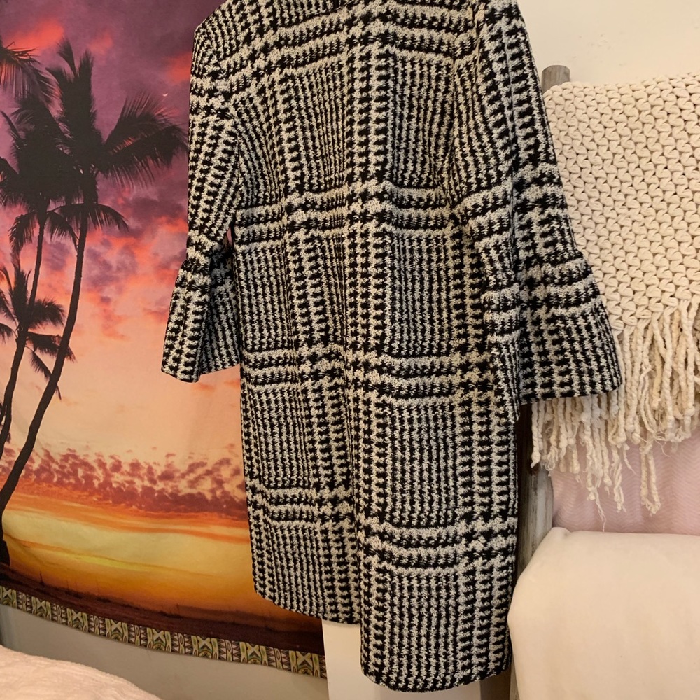 Zara black white grey dress w/bell sleeves